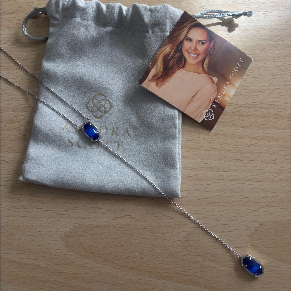 Kendra Scott Silver Necklace with Cobalt Blue Stone